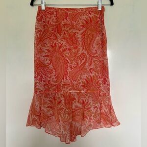 Banana Republic Coral Paisley High Low Skirt